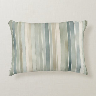 Blauwgroen Blue Sage Green Cream Distressed Stripe Accent Kussen