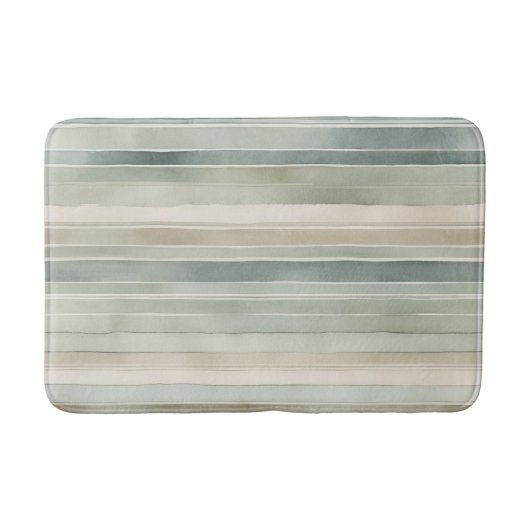 Blauwgroen Blue Sage Green Cream Distressed Stripe Badmat (Voorkant)