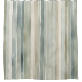 Blauwgroen Blue Sage Green Cream Distressed Stripe Douchegordijn