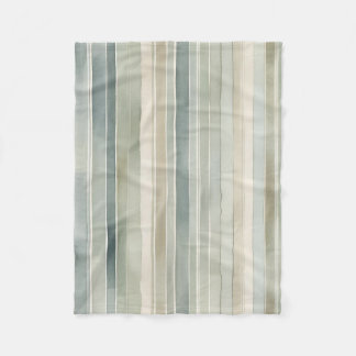 Blauwgroen Blue Sage Green Cream Distressed Stripe Fleece Deken