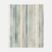 Blauwgroen Blue Sage Green Cream Distressed Stripe Fleece Deken (Voorkant)