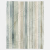 Blauwgroen Blue Sage Green Cream Distressed Stripe Fleece Deken (Voorkant)