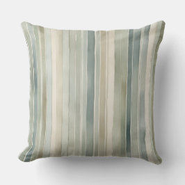 Blauwgroen Blue Sage Green Cream Distressed Stripe Kussen