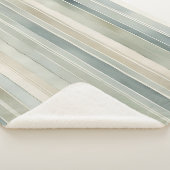 Blauwgroen Blue Sage Green Cream Distressed Stripe Sherpa Deken (3/4)