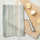 Blauwgroen Blue Sage Green Cream Distressed Stripe Theedoek (Quarter Fold)