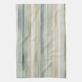 Blauwgroen Blue Sage Green Cream Distressed Stripe Theedoek (Verticaal)