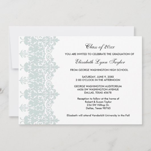 Blauwgroen Blue School Afstuderen aankondiging (Voorkant)