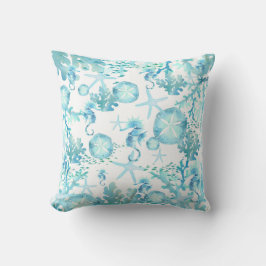 Blauwgroen Blue Seahorse Sanddollar Seashell Koraa Kussen