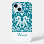 Blauwgroen Blue Seahorses gepersonaliseerd Case-Mate iPhone Case (Achterkant)
