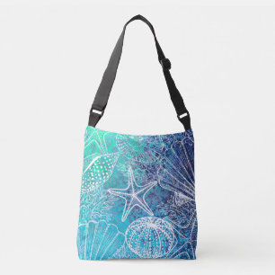 Blauwgroen Blue Seashells Zeesterren Shell Beachy Crossbody Tas