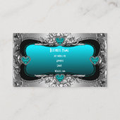 Blauwgroen Blue Silver Diamond Afbeelding Hearts E Visitekaartje (Achterkant)