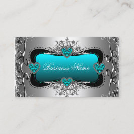 Blauwgroen Blue Silver Diamond Afbeelding Hearts E Visitekaartje