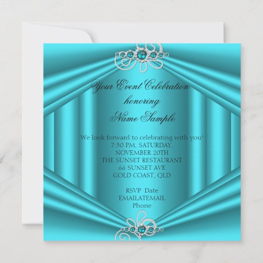 Blauwgroen Blue Silver Diamonds Pearl Birthday Par Kaart (Achterkant)