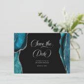 Blauwgroen Blue Silver Faux Glitter Agaat Save the (Staand voorkant)