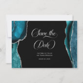 Blauwgroen Blue Silver Faux Glitter Agaat Save the (Voorkant)