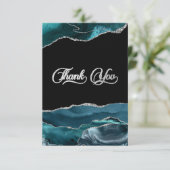 Blauwgroen Blue Silver Faux Glitter Bedankkaart (Staand voorkant)