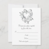 Blauwgroen Blue Silver Heart RSVP Response Kaart (Achterkant)