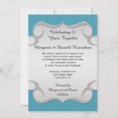 Blauwgroen Blue  Silver Lijst 25th Jubileum Kaart (Voorkant)