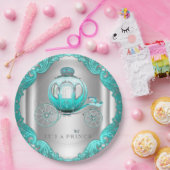 Blauwgroen Blue Silver Prince Baby shower Papieren Bordje (Feest)