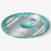 Blauwgroen Blue Silver Prince Baby shower Papieren Bordje (Gekanteld)