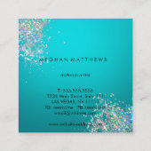 Blauwgroen Blue Silver Sparkles Beauty Vierkante Visitekaartje (Achterkant)