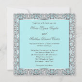 Blauwgroen Blue Silver Wedding Invitation Sjablone Kaart (Achterkant)