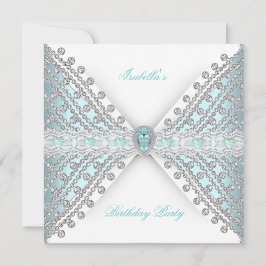 Blauwgroen BLUE Silver White Diamond 2 Kaart (Voorkant)