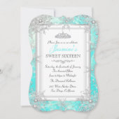 Blauwgroen Blue Silver Winter Wonderland Sweet 16  Kaart (Voorkant)