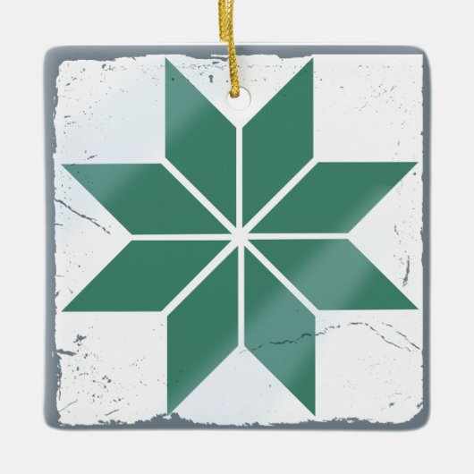 Blauwgroen Blue Snowflake Tegel bordspel noodlotti Keramisch Ornament (Voorkant)