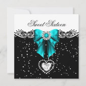 Blauwgroen Blue Sweet Sixteen Sweet 16 Party Kaart (Voorkant)