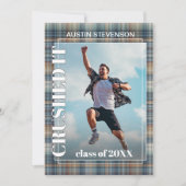 Blauwgroen Blue Tartan Pset Afstuderen Aankondiging (Voorkant)