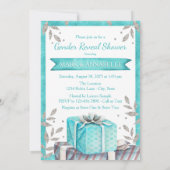 Blauwgroen Blue Teddy Bear Genderonthulling Uitnod Kaart (Achterkant)