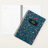 Blauwgroen Blue Terrazzo Planner met naam en jaar (Display)