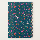 Blauwgroen Blue Terrazzo Planner met naam en jaar (Achterkant)