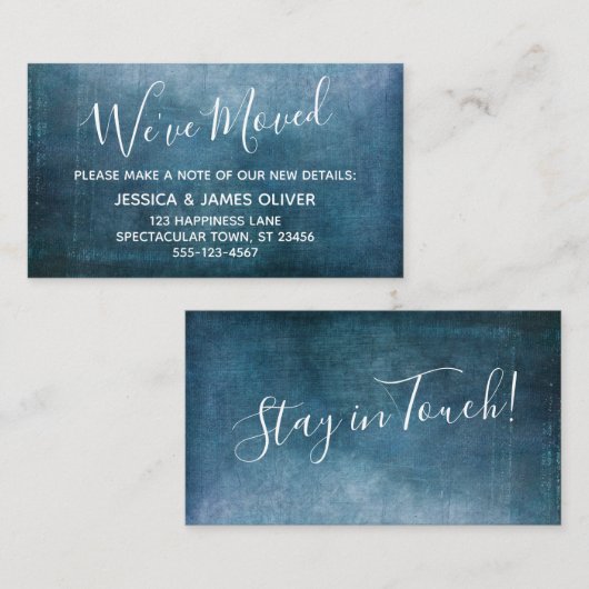 Blauwgroen Blue Textured Grunge "We hebben ons ver Informatiekaartje (Voorkant / Achterkant)