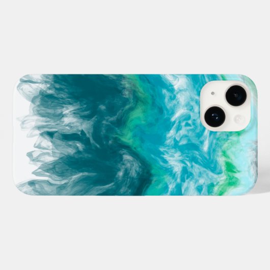 Blauwgroen Blue Turquoise Digital Ocean Fluid Art Case-Mate iPhone Case (Achterkant (horizontaal))