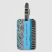 Blauwgroen Blue Turquoise Girly Modern Glam Retro Bagagelabel (Voorkant (verticaal))