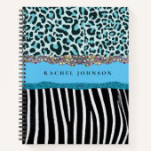 Blauwgroen Blue Turquoise Girly Modern Glam Retro Notitieboek (Voorkant)