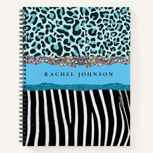 Blauwgroen Blue Turquoise Girly Modern Glam Retro Notitieboek (Voorkant)