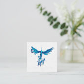 *~* BLAUWGROEN BLUE Veters Phoenix Rising Ashes Vierkante Visitekaartje (Staand voorkant)