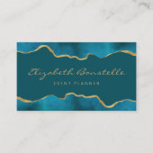 Blauwgroen Blue Waterverf Gold Foil Luxury Visitekaartje (Voorkant)