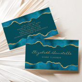 Blauwgroen Blue Waterverf Gold Foil Luxury Visitekaartje