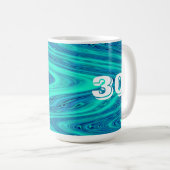 Blauwgroen Blue Waves Abstract 30 Verjaardag Custo Koffiemok (Voorkant rechts)