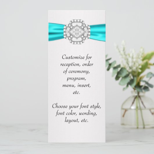 Blauwgroen Blue Wedding Menu Programma (Staand voorkant)