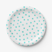 Blauwgroen Blue White Confetti Stippen Pattern Papieren Bordje (Voorkant)