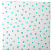 Blauwgroen Blue White Confetti Stippen Pattern Tegeltje (Voorkant)