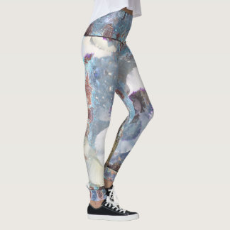 Blauwgroen Blue White Floral Leggings