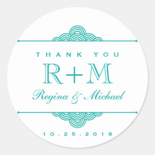 Blauwgroen Blue White Swirl Circle Wedding Favor S Ronde Sticker