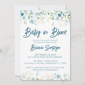 Blauwgroen Blue Wildflowers Baby shower Kaart (Voorkant)