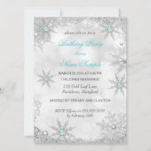 Blauwgroen Blue Winter Wonderland Birthday Party Kaart (Voorkant)